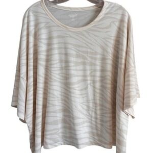 Old Navy Active Go Dry Women's Beige Zebra Print Boxy‎ Tee Shirt XXL